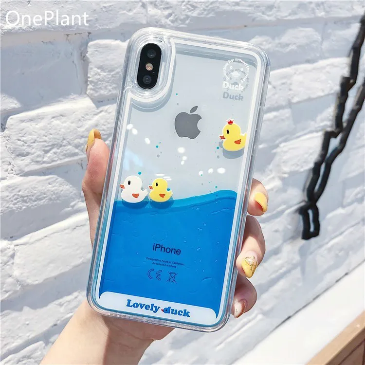 1Only phone case Чехол для телефона с мультипликационным принтом для iPhone 11 Pro Max X XR XS MAX 3D плавающая утка динамическая жидкость зыбучие пески для iPhone 5S 6 6s 7 8 Plus - Цвет: 1Only phone case