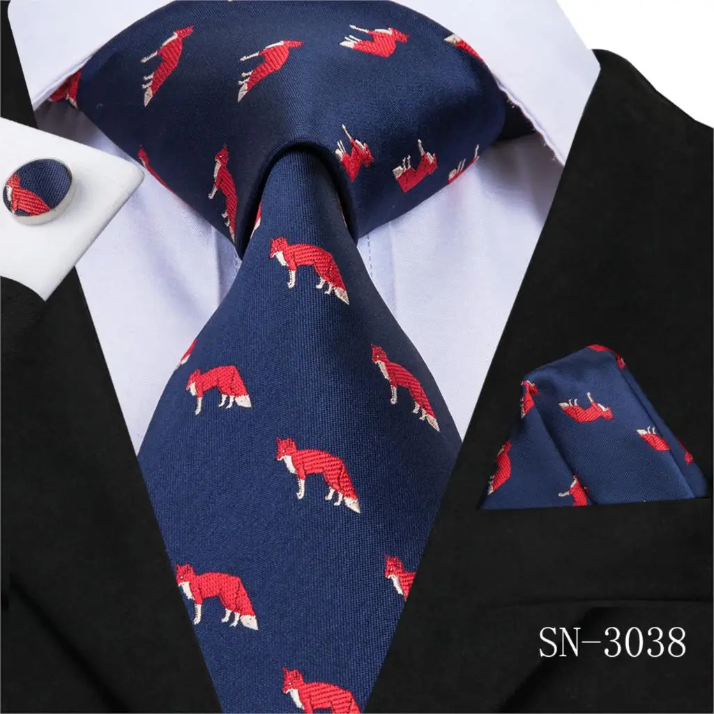 SN-3038 Hi-Tie Галстуки для мужчин шелк синий цветочный Gravatas галстуки карманные Квадратные запонки набор Мужская Свадебная деловая вечеринка галстук SN-3067 - Цвет: SN-3038