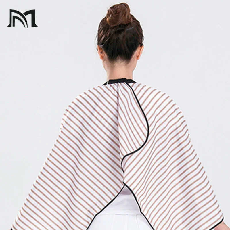 

customizable 2 Colors Polyester Salon Wrap Apron Stripe Leisure Style Peri Cloth Water-repellent Cape Hairdressing Assistant B1