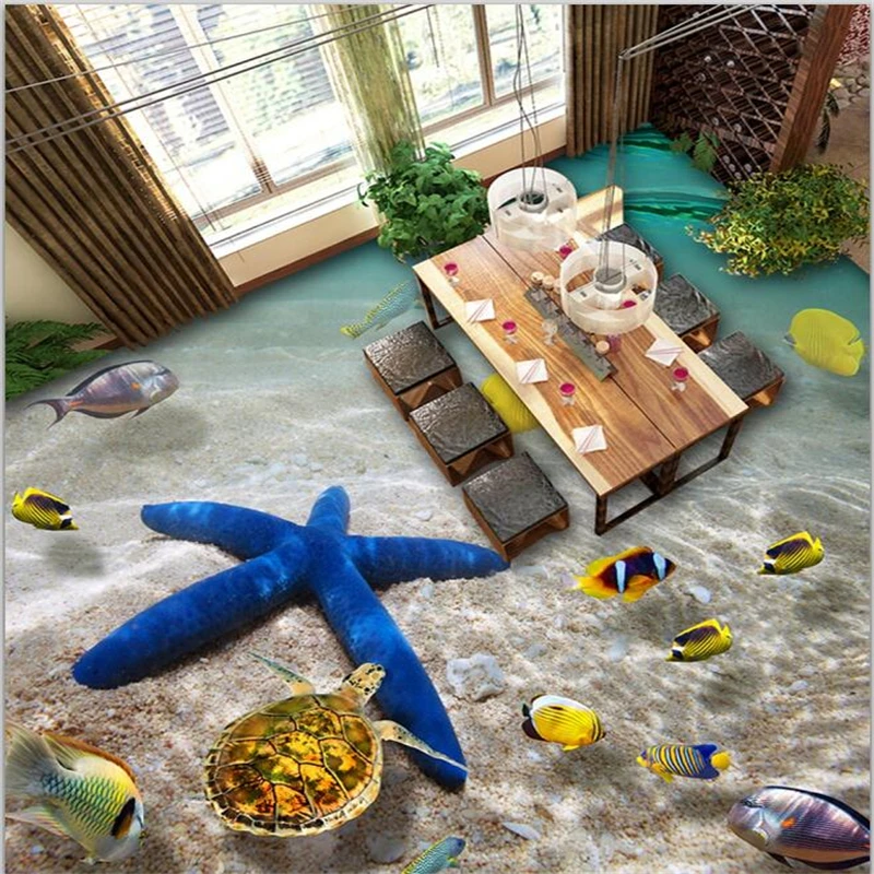 Wellyu пользовательские 3D наклейки для пола Ocean World ванная комната торговый центр