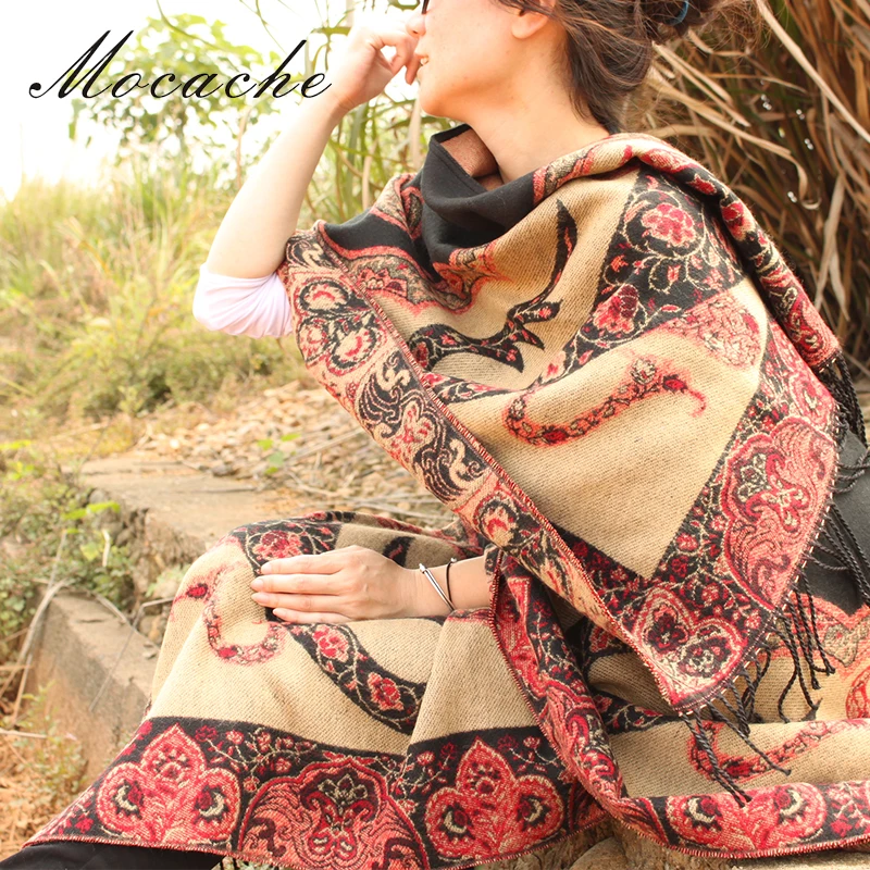 Mocache дамы Шарфы для женщин большой бахромой шаль цветы кашемир банданы хиджаб