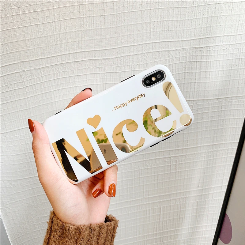 white gold stamping NICE MISS soft shell phone Case For Apple iphone 6 6s 7 8 Plus X XS XR MAX |