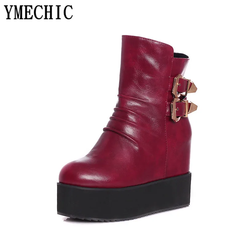 Женские винтажные готические ботильоны YMECHIC черные желтые на платформе в стиле