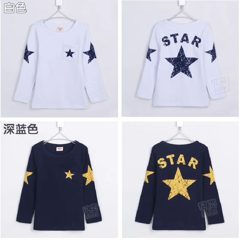 Hooyi 2017 модные белые темно-синие футболки с длинным рукавом для мальчиков весенние