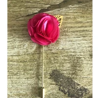 10pcs best man groom boutonniere gold leaf pin satin rose flower men buttonhole wedding party prom man suit corsage pin brooch