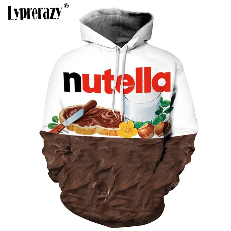 Lyprerazy, новинка, модный бренд, пуловеры, 3D Толстовки, Толстовки для женщин/мужчин, худи с принтом Nutella, еда, хип-хоп, повседневный стиль, топы