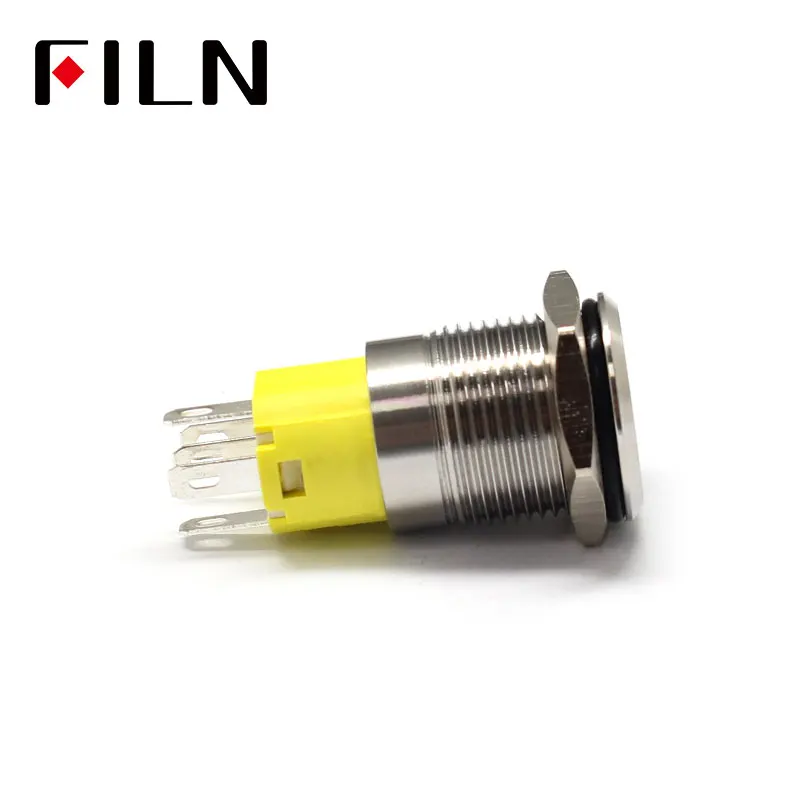 Светодиодный металлический кнопочный переключатель из нержавеющей стали 16 мм 12