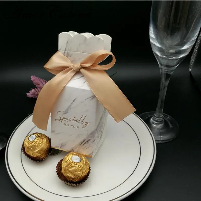 50 шт. креативная форма вазы серый мрамор Романтическая Свадебная коробка для