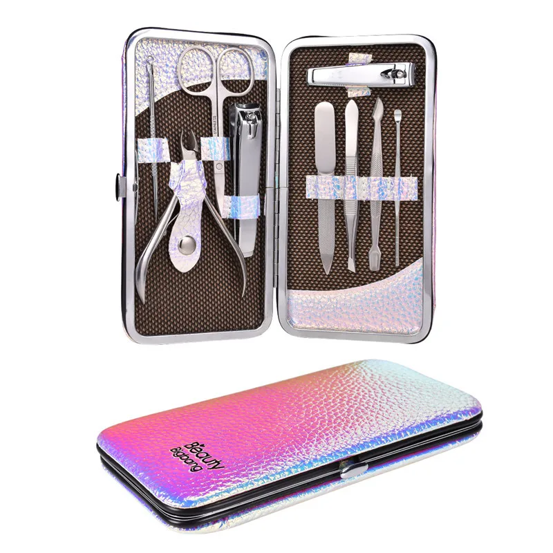 BeautyBigBang Nail Art Manicure Set Kit 9PCS Vintage Stainless Steel Nail Clipper Nipper Cutter Scissor Tweezers Nail Art Tools