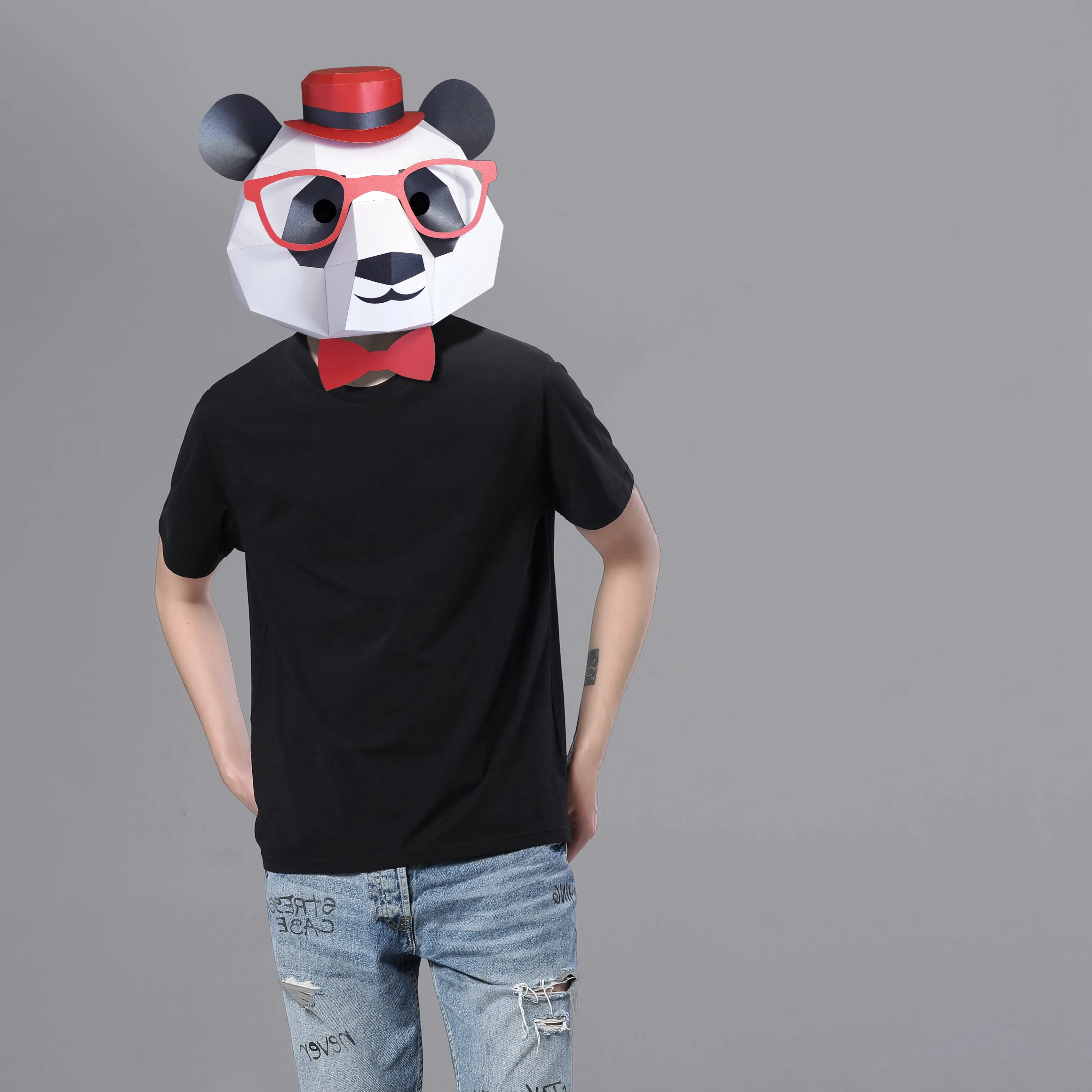 3D Бумажная Маска модная Панда Маска Костюм Животного Косплей бумага для творчества Маска модели Рождество Хэллоуин Выпускной вечерние подарки