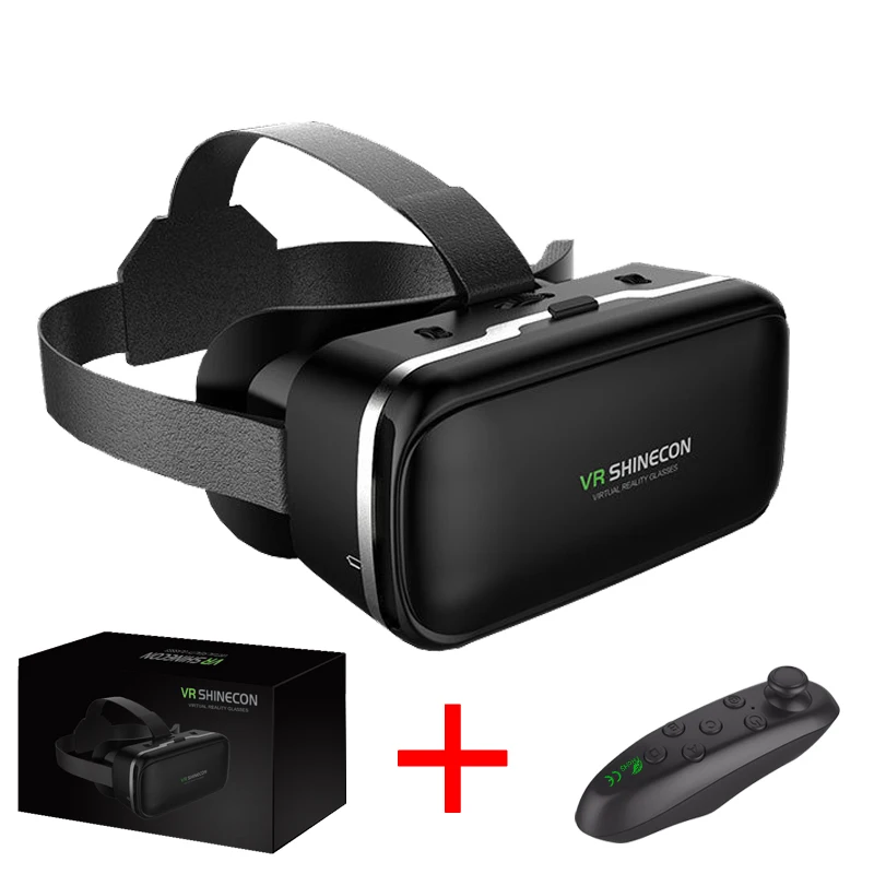 Bundle 2 VR Shinecon 6,0 Виртуальная реальность 3D очки картонный шлем для 4,3-6,0 дюймового смартфона с беспроводным контроллером - Цвет: Bundle 2