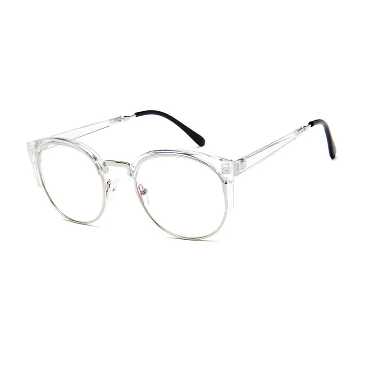 Iboode ретро в форме кошачьих глаз стеклянная оправа для женщин и мужчин винтажный с прозрачными стеклами полуободок глаз Стекло es простые очки близорукие модные очки - Цвет оправы: transparent