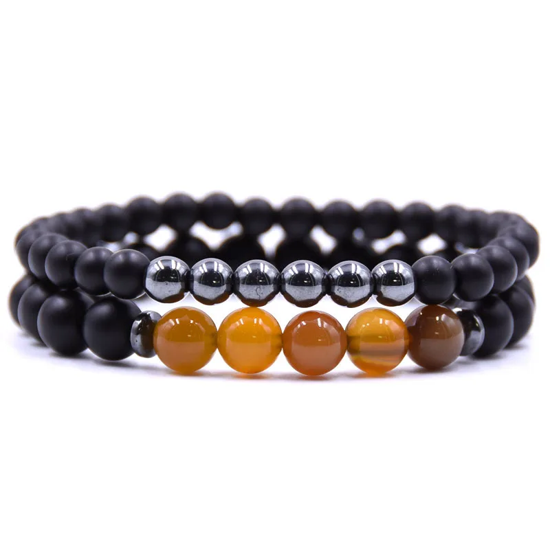 Хит 2 шт./компл. мужской матовый браслет из Лабрадорита Pulseira Homme очаровательный Femme