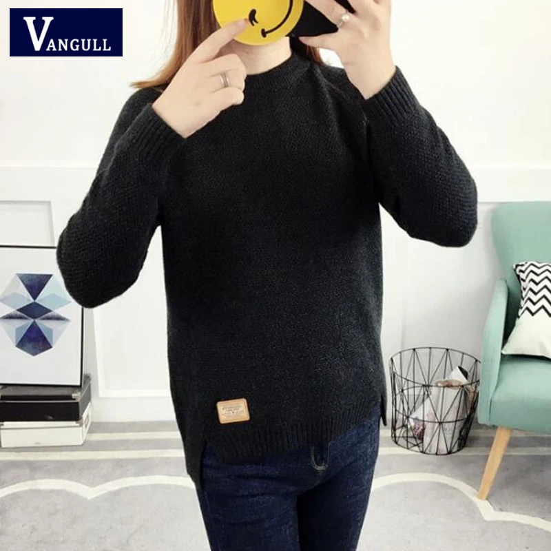 Fashion Casual Women's Clothing 2018 Autumn & Winter O-Neck Knitting Female Pullover Appliques Solid Thick women Sweaters | Женская