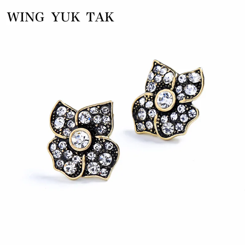 wing yuk tat Plant Flower Small Earrings for Women Costume Jewelry Harajuku Crystal Stud 2018 New | Украшения и аксессуары