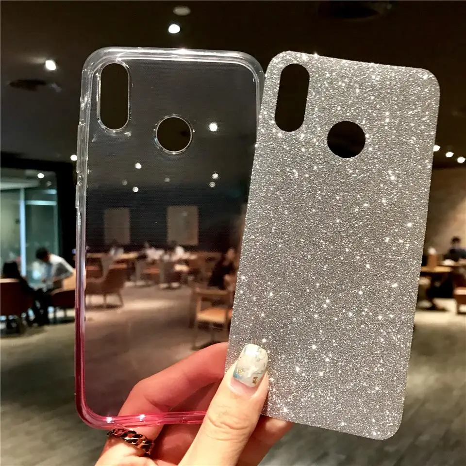 Блеск силиконовая в цветах радуги чехол для huawei P20 Lite P10 Коврики 20 10 9 8 Honor 7X 6X 6A iphone X