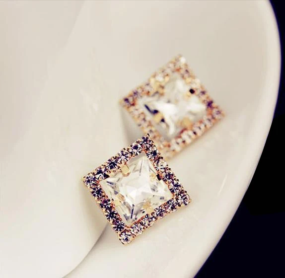 Квадратные серьги-гвоздики для женщин 2017 Свадебные индийские богемные серьги