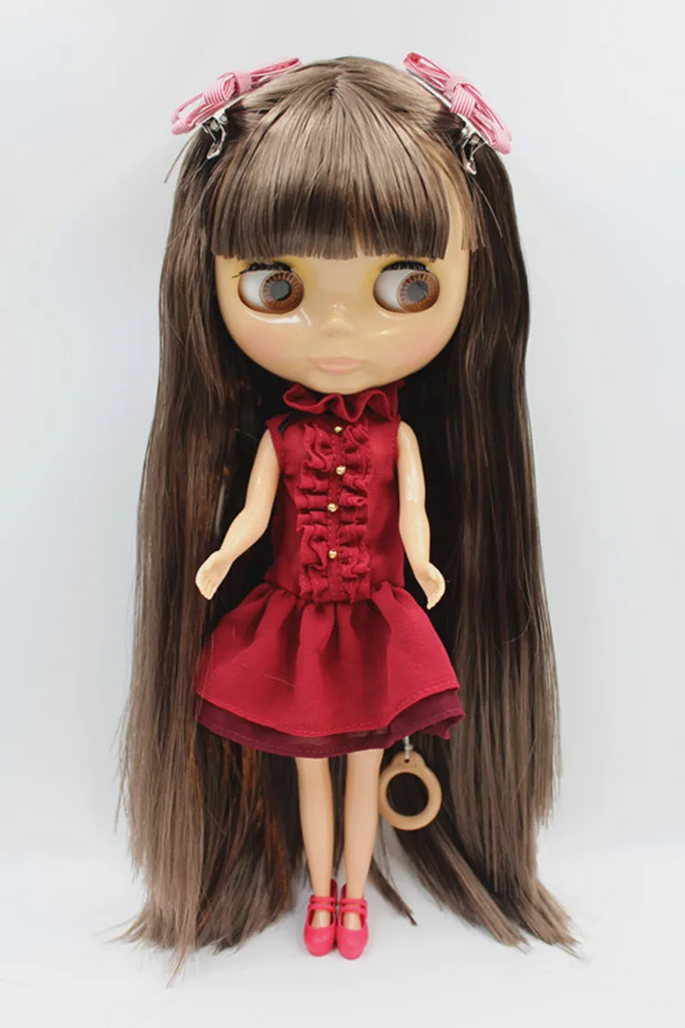 Blygirl кукла коричневая челка волосы Blyth Кукла тело мода может переделать макияж Модная Кукла пшеничная мышца