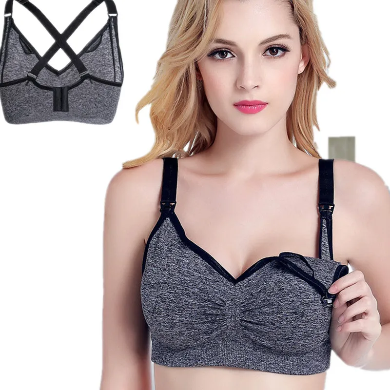 

Nursing Bra Breastfeeding Maternity Wire free Bras Push Up Pregnant Underwear Women Sports Tank Top Cross
