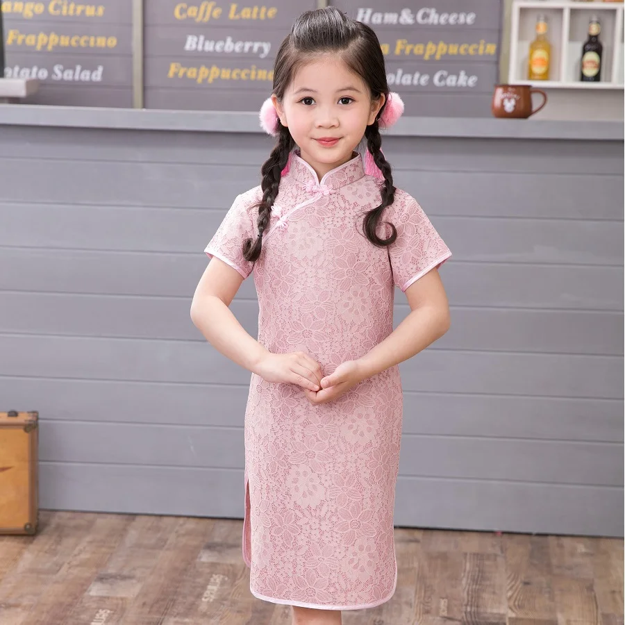 Floral Baby Qipao Girl Dress Chi-Pao Cheongsam Christmas Gift Chinese Kids Lace Dresses Girls clothing Wedding Princess | Детская одежда