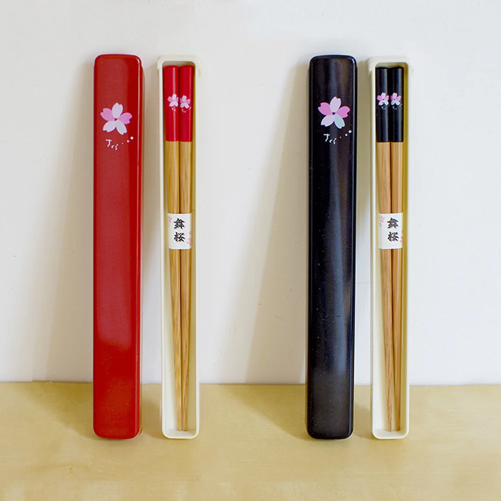 Durable Reusable Environmental Portable Travel Use Cherry Print Tableware Wooden Chopsticks | Дом и сад