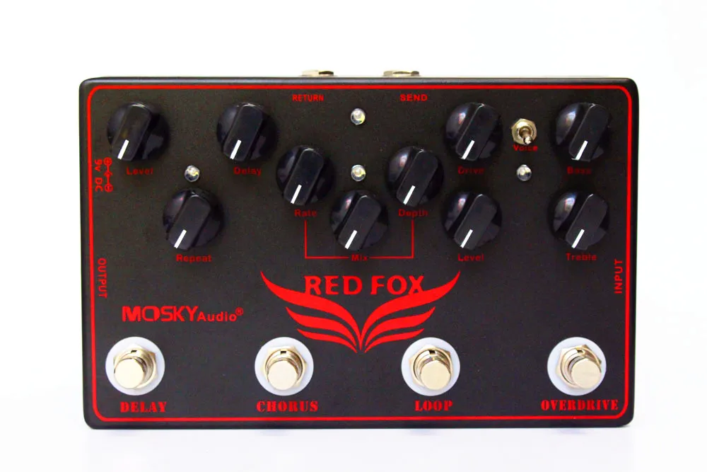 RED FOX Overdrive LOOP хор задержка 4 педаль эффектов в 1 гитаре|Детали и аксессуары для