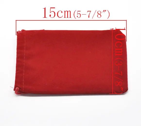 Doreen Box hot-Red Velveteen мешочек для ювелирных изделий с шнурком 15x10 см(5-7/" x3-7/8"), 10 шт(B16635