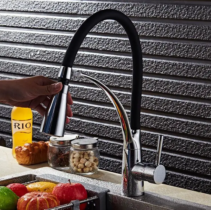 Светодиодные смесители для кухни с резиновым дизайном хромированный смеситель