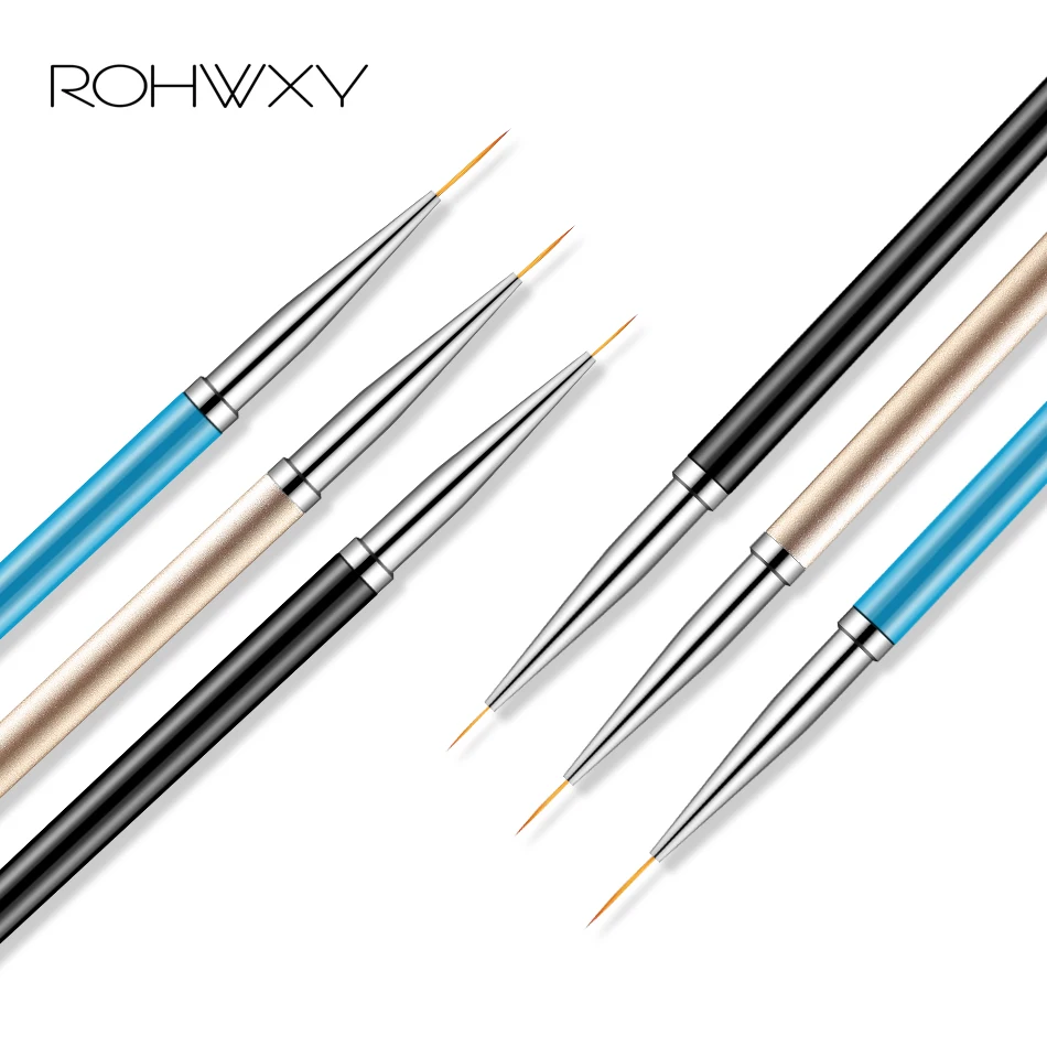 ROHWXY 3 шт./лот кисть для нейл-арта маникюрные щетки деревянная ручка полосы цветы
