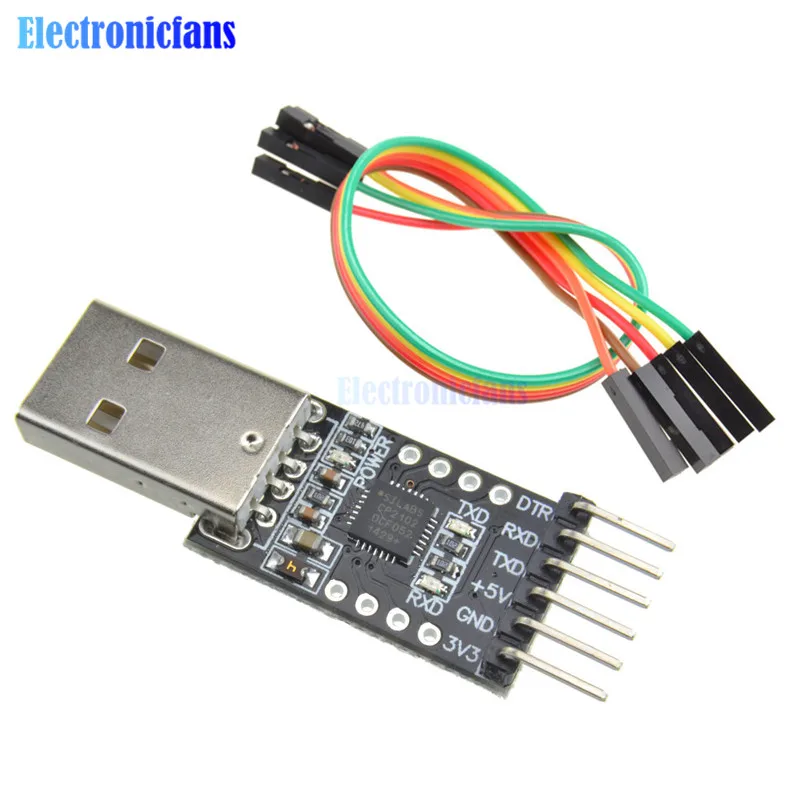 CP2102 USB 2 0 к UART TTL 6 Контактный Модуль последовательный конвертер с Dupont кабелями