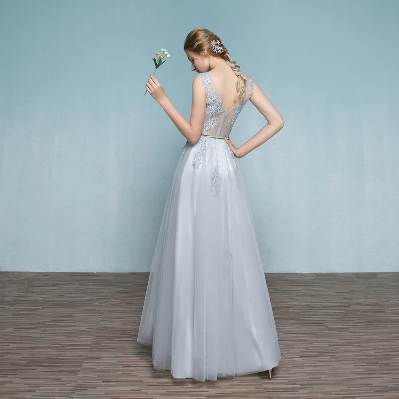 Vestidos Де Novia Новый Сексуальный Серый Длинные Платья Выпускного Вечера 2017 кружева