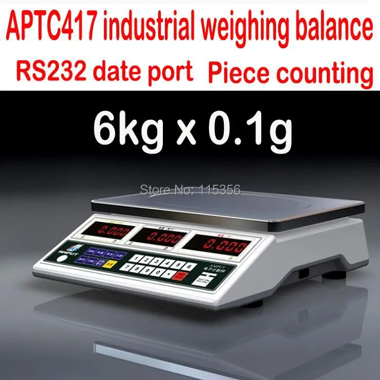 Бесплатная доставка цифровые настольные счетные весы 6 кг-0.1 г APTC417 RS232 печать