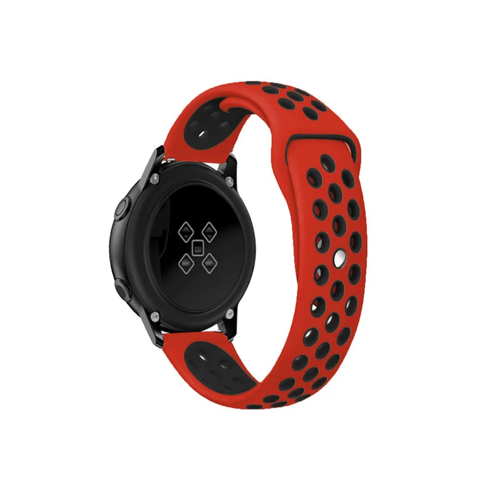 Red black 20 мм двойной цвет спортивный силиконовый браслет ремешок для samsung galaxy watch active браслет для смарт-часов Замена - Цвет: Red black