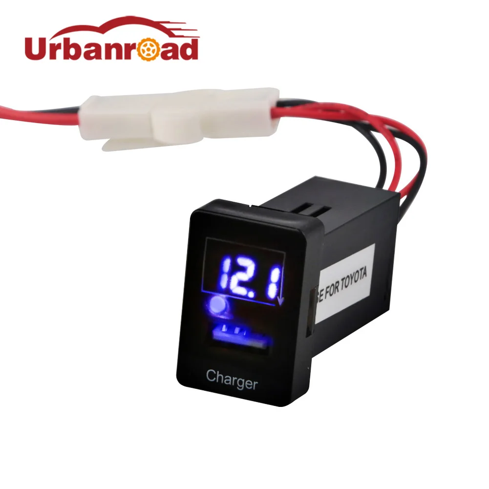 

5V 2.1A Car USB Charger For Toyota USB Charger Audio Adapter Socket Cable Port Interface Cable Dashboard With Voltmeter 12v
