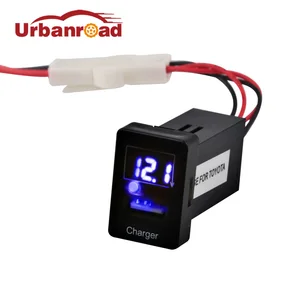 Автомобильное зарядное устройство USB, 5 В, 2,1 А, для Toyota, зарядное устройство USB, аудиоадаптер, разъем, кабель, интерфейсный кабель, приборная панель с вольтметром 12 В