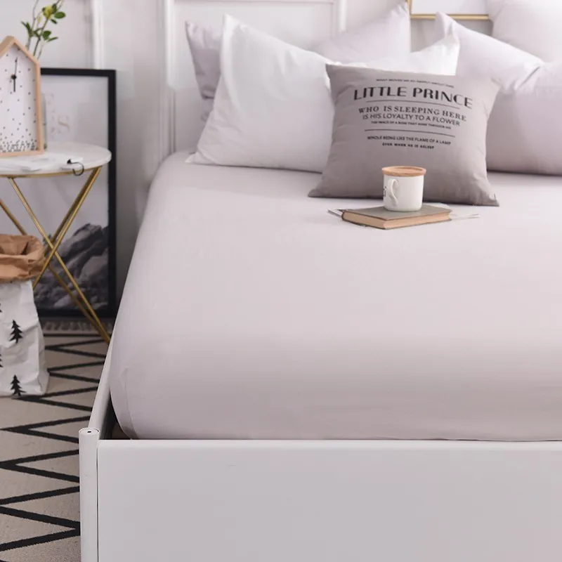 Solstice Home Textile Silver Grey Solid Color Simple Nordic Mattress Cover Cotton Fitted Bed Sheet Adult Teen Girl Boy King Twin | Дом и сад