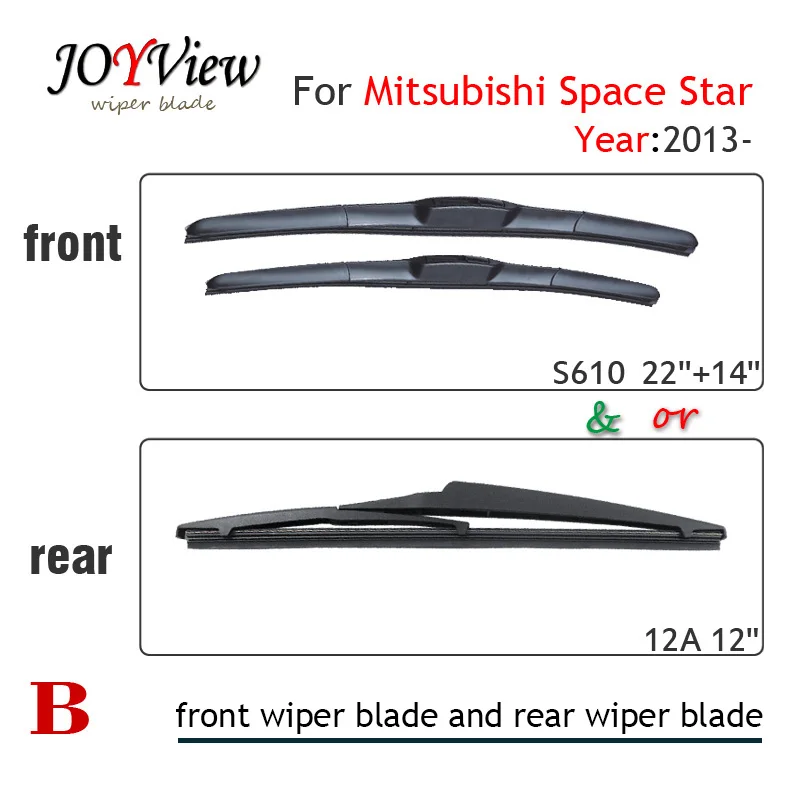 S610 22 &quot+ 14&quot передняя щетка стеклоочистителя и 12A Задняя forMitsubishi Space Star (2013 onwar)
