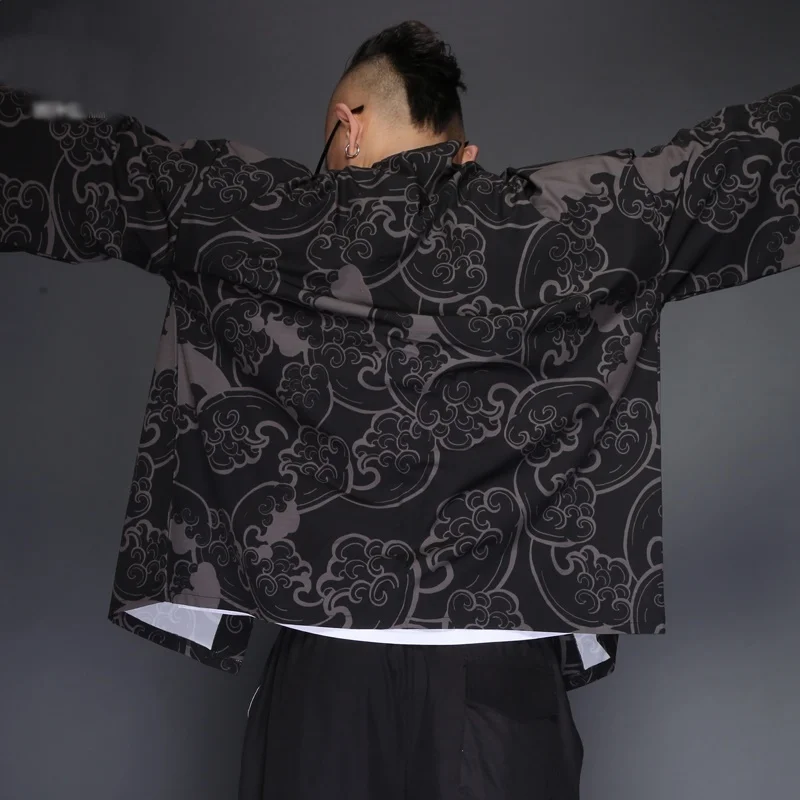 Японское кимоно мужская рубашка юката haori obi одежда самураев мужское кардиган TA492
