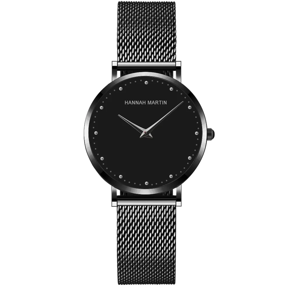Женские модные наручные часы из черной стали деловые Часы Montre Femme Milan Steel