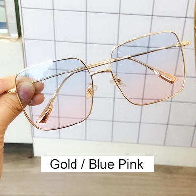 Gold - Blue Pink Ralferty, классические квадратные солнцезащитные очки для женщин,, негабаритные солнцезащитные очки с защитой от уф400 лучей, женские солнцезащитные очки oculos de sol feminino M6237 - Цвет линз: Gold - Blue Pink