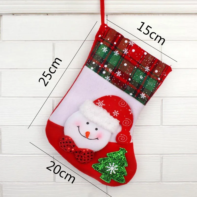 

QuickDone Santa Snowman Pendant Christmas Ornaments New Year Socks For Home Merry Christmas Tree Decorations Navidad AKC6271