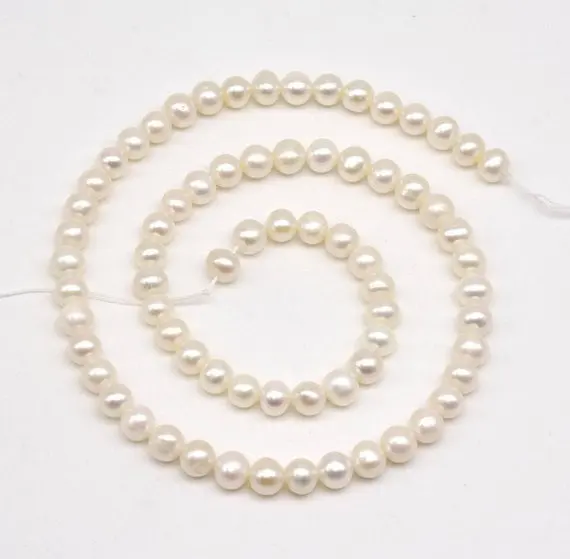 

Loose Pearl Jewellery,Top Quality AA 6-7MM Near Round White Freshwater Pearl Beads,One Full Strand,New Free Shipping