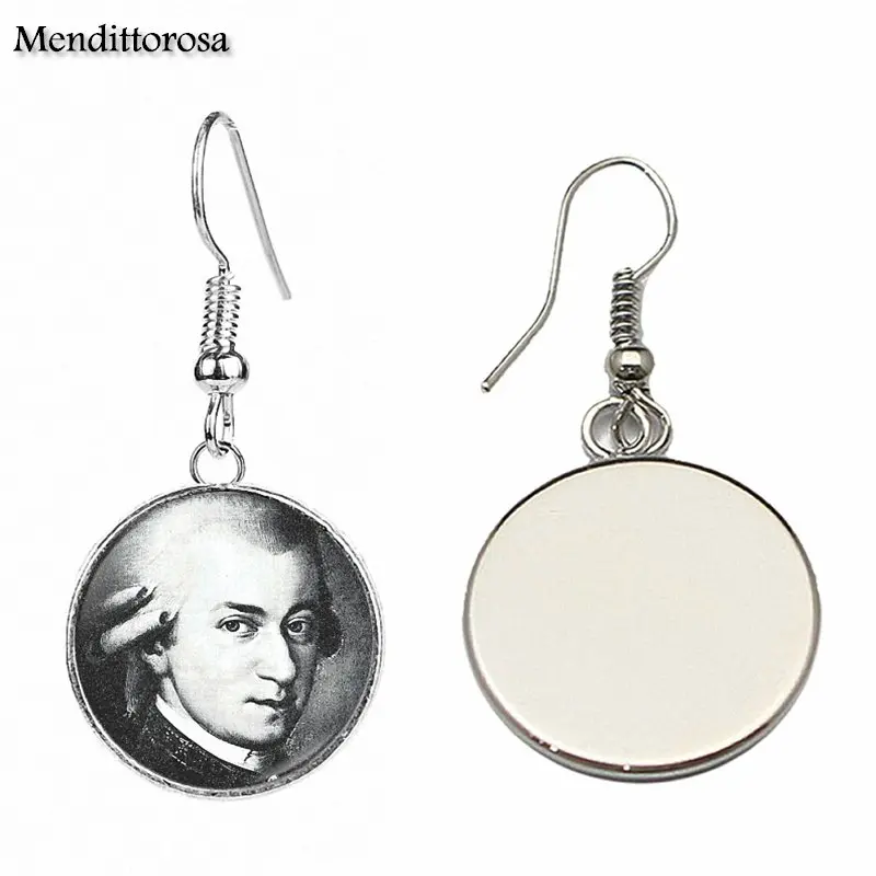 Клипсы Wolfgang Mozart стеклянные ручной работы с бронзовым/серебряным/золотым зажимом