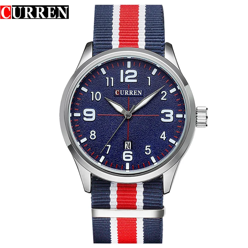 2017 Men's Brand CURREN Fashion Sports Watches Men Quartz Watch Man Nylon Strap Army Military Wrist watches Relogio Masculino | Наручные
