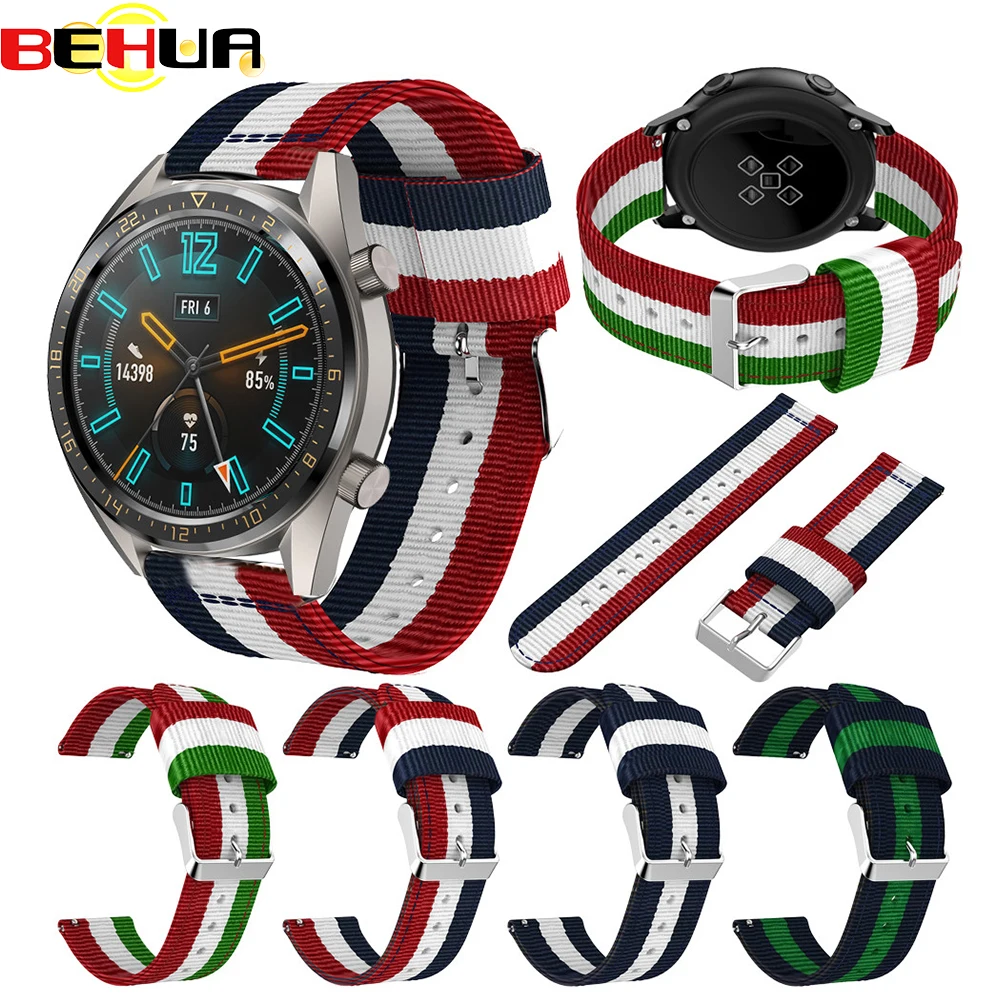 Регулируемый нейлоновый спортивный ремешок 22 мм для часов huawei watch GT ремешок для samsung Galaxy watch 46 мм браслет сменный Браслет