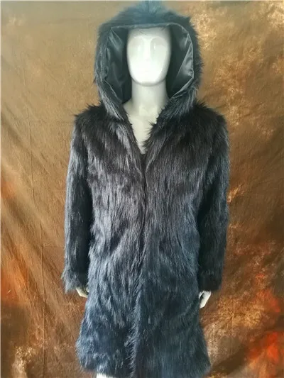 Picture style Hot Winter Autumn Men Faux Fox Fur Coat Long Windbreaker Loose Warm Fashion Man Leather Peacock Feather Leather Jacket 4XL - Цвет: Picture style