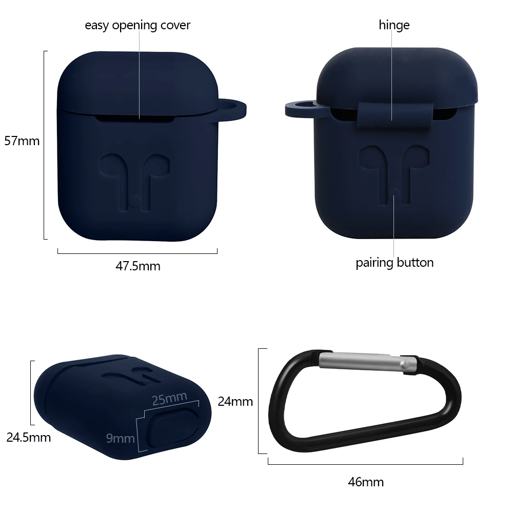 Силиконовый чехол 3 в 1 для Apple AirPods 2 наушников защитный с защитой от потери
