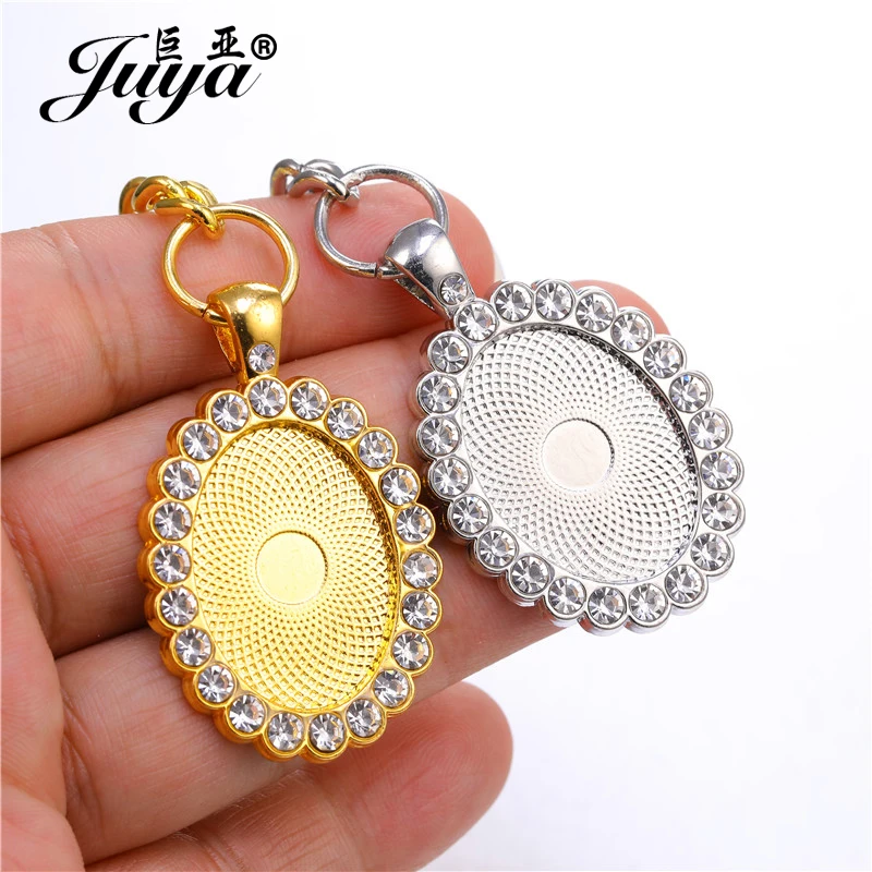 

Ювелирные изделия JUYA, «сделай сам», брелок, овальная основа кабошона, цепочка из сплава с цирконием, фурнитура для изготовления ювелирных из...