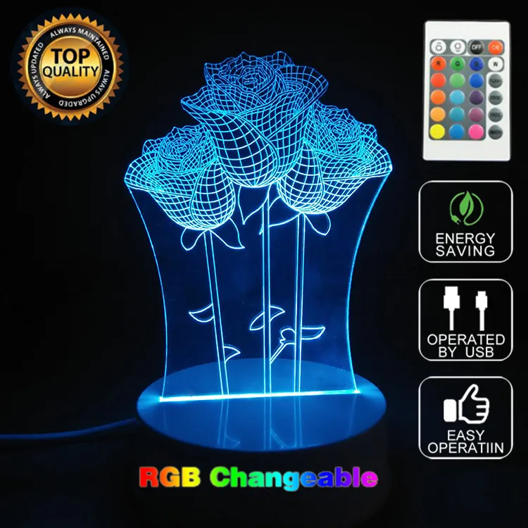 3D иллюзия 7 видов цветов градиентный пульт дистанционного управления