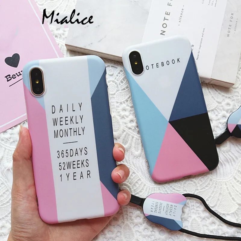 Простой Письмо геометрические Цвет шить Телефон чехол для iphone7 8 6 6S плюс х Мягкий